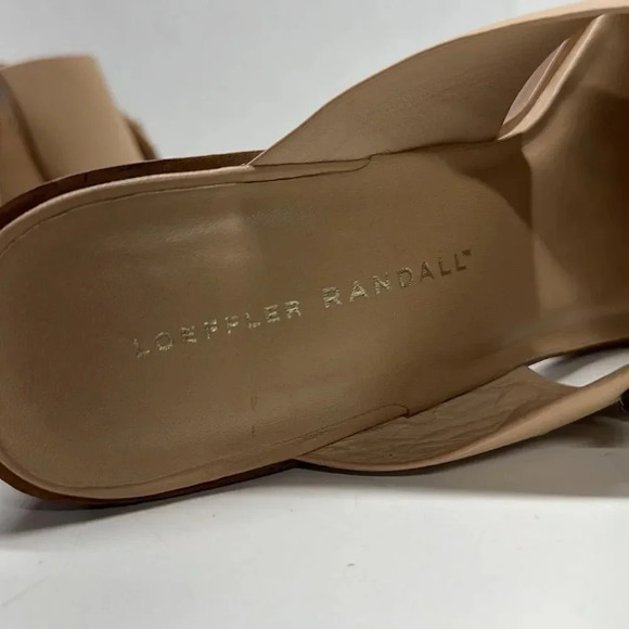 Loeffler Randall Etta Tan Leather Jeweled Block Heel Open Peep Toe Mules Size 11 - Picture 8 of 10